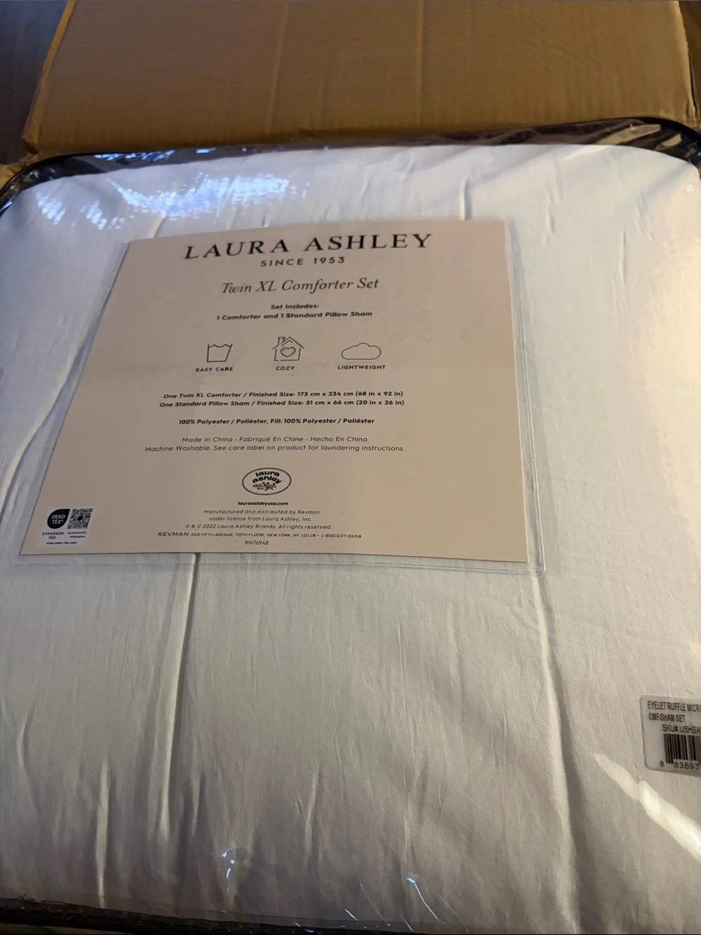 Laura Ashley Eyelet Ruffle White Microfiber Comforter Set - Twin XL - 2 Piece